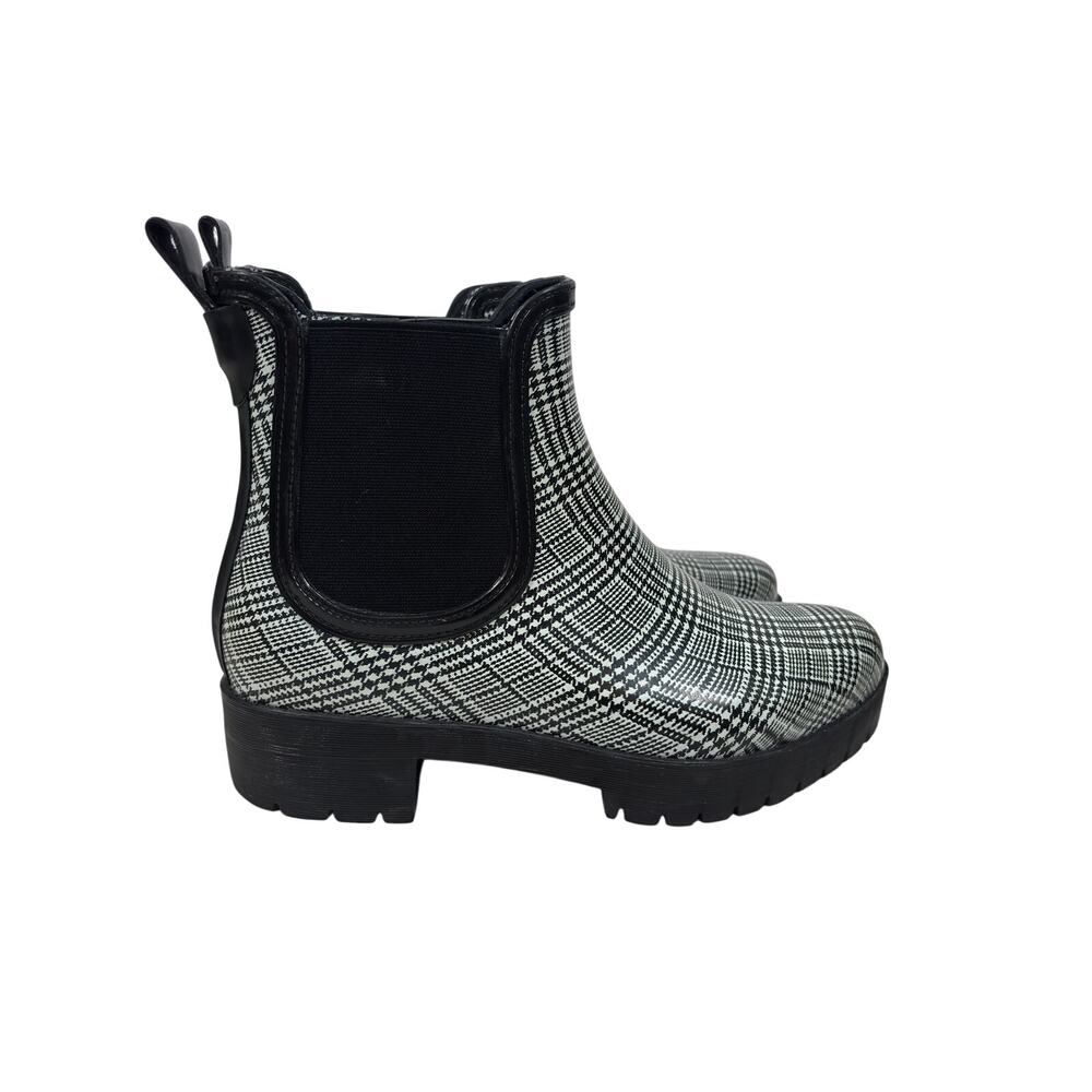 Jeffrey Campbell Cloudy Rain Booties Boots Womens 8 Black White Platform
